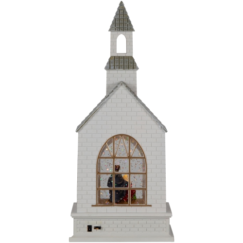 LED Lighted Holy Family Church Scene Christmas Snow Globe - 12"