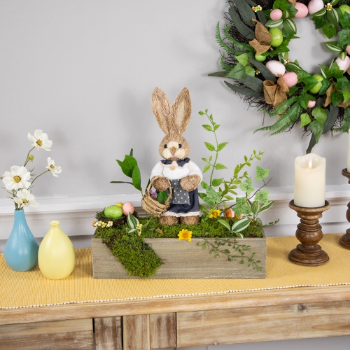 Boxed Garden Arrangement with Bunny Easter Decoration - 17.25"