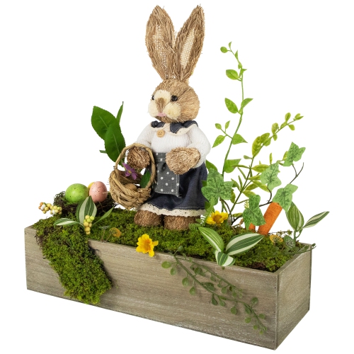 Boxed Garden Arrangement with Bunny Easter Decoration - 17.25"