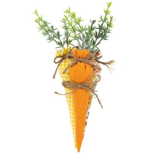 NORTHLIGHT  Fabric Carrot Easter Decorations - 9" - And Yellow - Set Of 3 In Orange