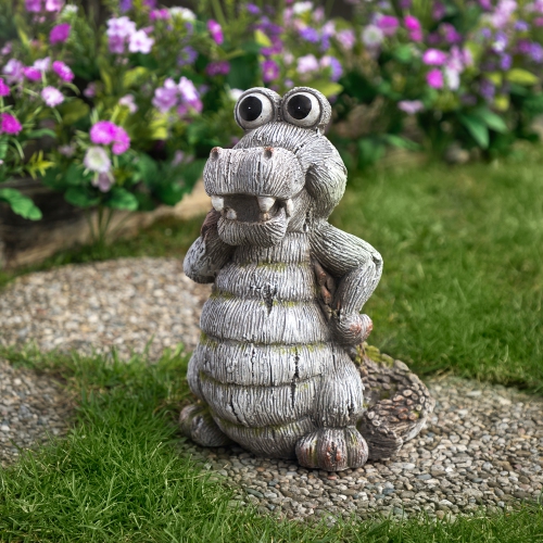 Sassy Crocodile Outdoor Garden Statue - 13.25"