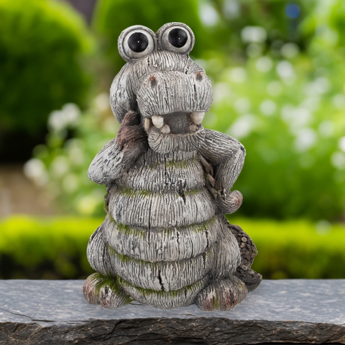 Sassy Crocodile Outdoor Garden Statue - 13.25"