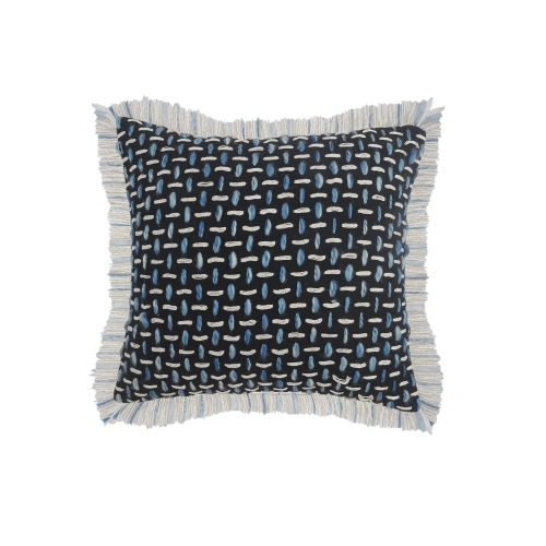 LADDHA HOME DESIGNS  20" Interwoven Square Throw Pillow In Black/blue