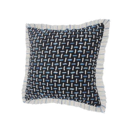 20" Black and Blue Interwoven Square Throw Pillow