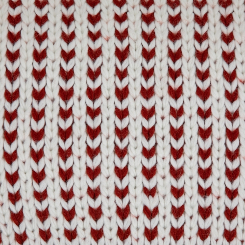 19.5" White and Red Knitted Rectangular Throw Pillow with Pom Poms