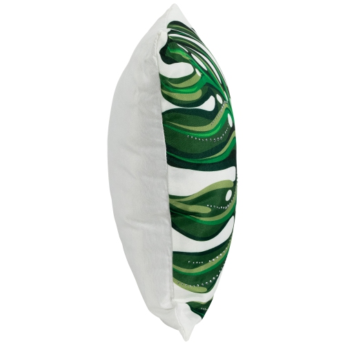 Coussin décoratif avec feuilles de palmier et pierres du Rhin - 16 po - Vert et blanc