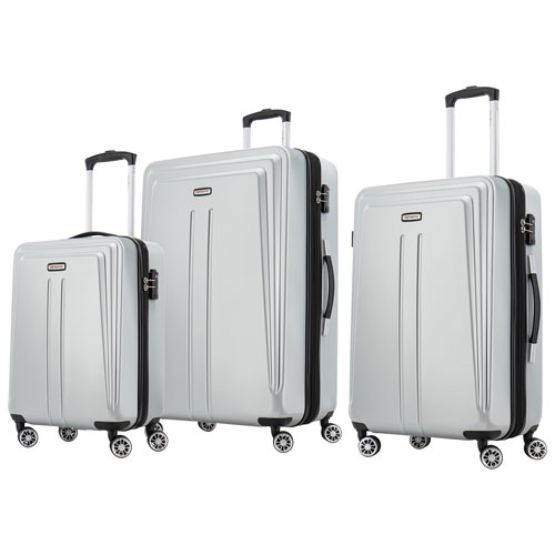 Samsonite Quantum DLX 3 Piece Hard Side Expandable Luggage Set Silver Best Buy Canada