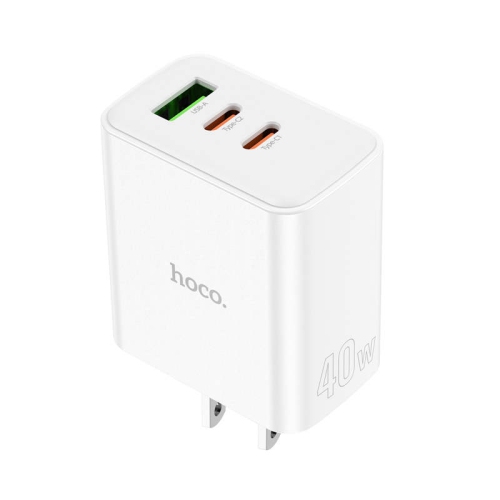 PD 40W Triple Ports USB-A Port & 2x USB-C Port Wall Charger Power Adapter