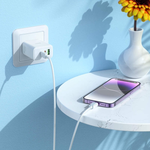 PD 40W Triple Ports USB-A Port & 2x USB-C Port Wall Charger Power Adapter with Lightning Cable