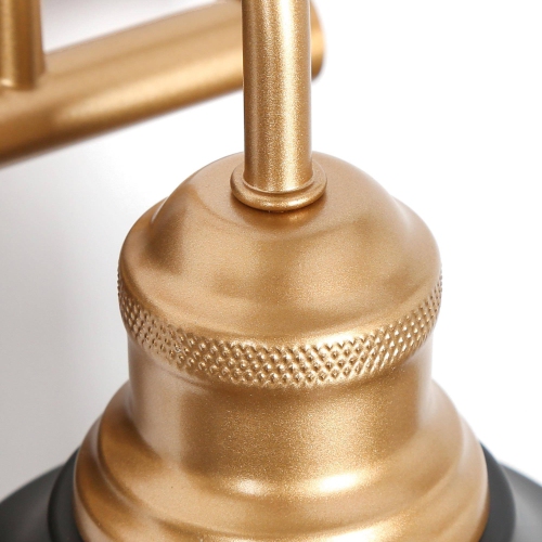 Modern Farmhouse Bathroom Vanity Light, 2-Light Black and Gold Wall Sconce with Metal Shades