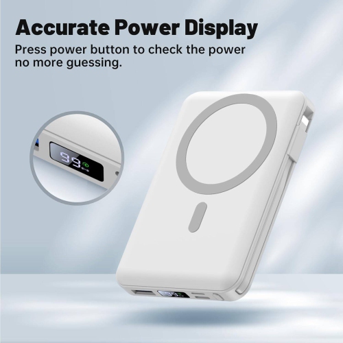 Chargeur portable magnétique sans fil, chargeur portatif 10000 mAh, recharge rapide 22,5 W PD avec écran DEL, batterie magnétique pour