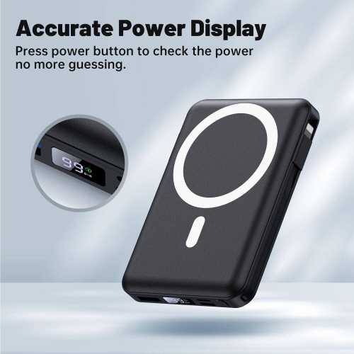 Chargeur portable magnétique sans fil, chargeur portatif 10000&nbsp;mAh, recharge rapide 22,5&nbsp;W PD avec écran DEL, batterie magnétique pour