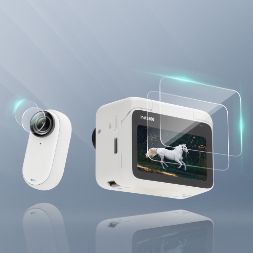 Ensemble de 2 protecteurs d'écran en verre trempé et de lentilles d'Ultimaxx compatible avec Insta360 GO3