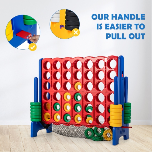 Jeu géant 4 To-score de Costway jeu Connect 4-en-1 avec espace de rangement pour enfants et adultes