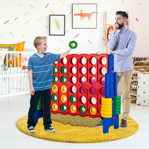 Jeu géant 4 To-score de Costway jeu Connect 4-en-1 avec espace de rangement pour enfants et adultes