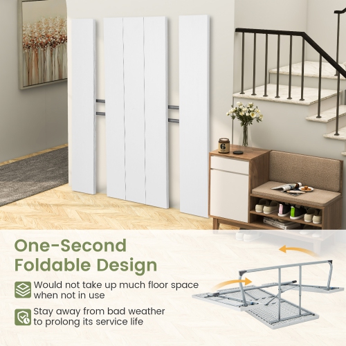 Gymax Folding Picnic Table w/ 2 Benches 6 FT Camping Table Set w/ All-Weather HDPE Tabletop White