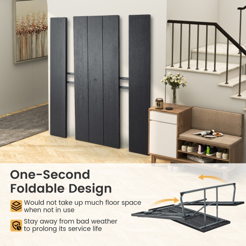 Gymax Folding Picnic Table w/ 2 Benches 6 FT Camping Table Set w/ Metal Frame