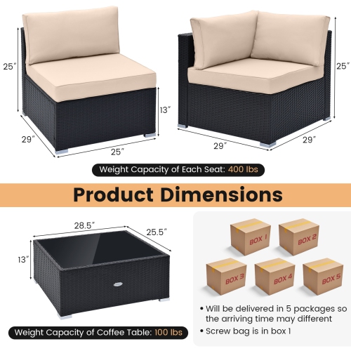 Gymax 10PCS Rattan Furniture Set Outdoor Wicker Sofa Table Cushioned Seat Patio