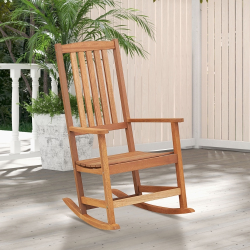 Gymax Rocking Chair High-Back Outdoor Rocker with Smooth Rocking Base for Backyard