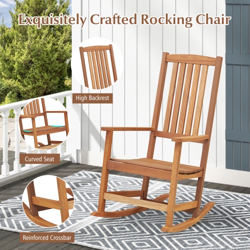 Gymax Rocking Chair High-Back Outdoor Rocker with Smooth Rocking Base for Backyard