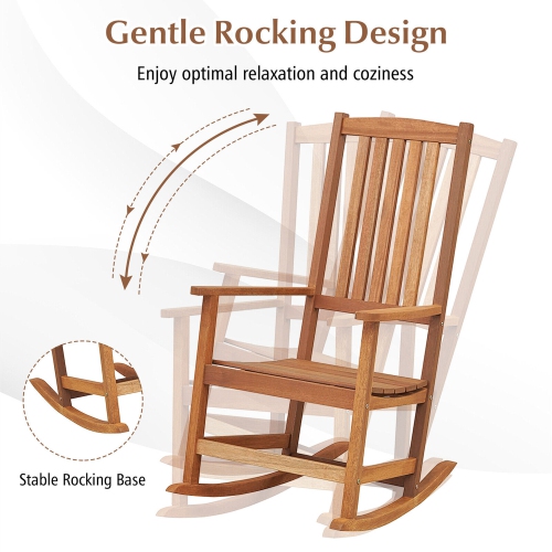 Gymax 2PCS Rocking Chair High-Back Outdoor Rocker w/ Smooth Rocking Base for Backyard