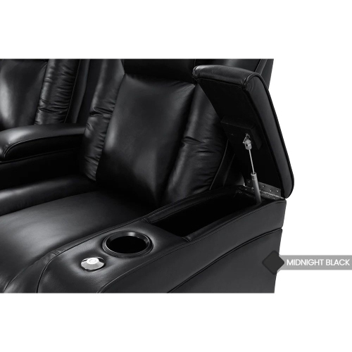 Valencia Rome Top Grain 11000 Nappa Leather Theater Seating,(Row of 2, Midnight Black)