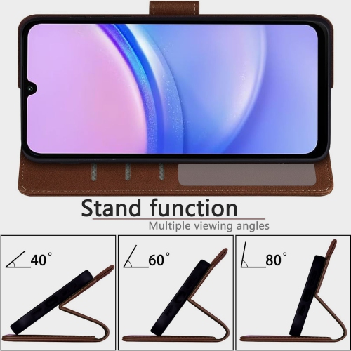 XCRS PU Leather Flip Pouch Wallet Case with Card Slot, Wristband Lanyard Multi-Angle View Stand for Samsung Galaxy A15 5G 6.5”