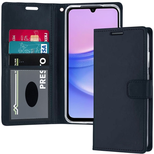 XCRS – Étui portefeuille en cuir pu à rabat avec fente pour carte, dragonne avec dragonne et support à angles multiples pour Samsung Galaxy A15 5G 6,