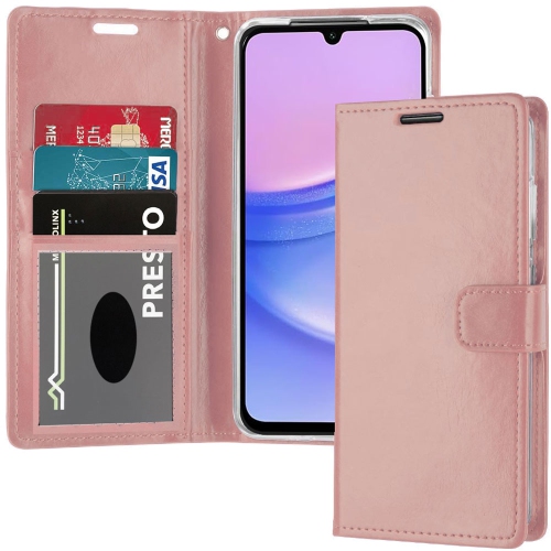 XCRS – Étui portefeuille en cuir pu à rabat avec fente pour carte, dragonne avec dragonne et support à angles multiples pour Samsung Galaxy A15 5G