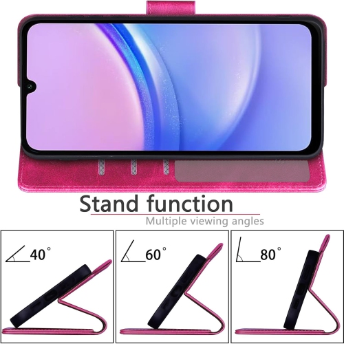 XCRS PU Leather Flip Pouch Wallet Case with Card Slot, Wristband Lanyard Multi-Angle View Stand for Samsung Galaxy A15 5G 6.5”