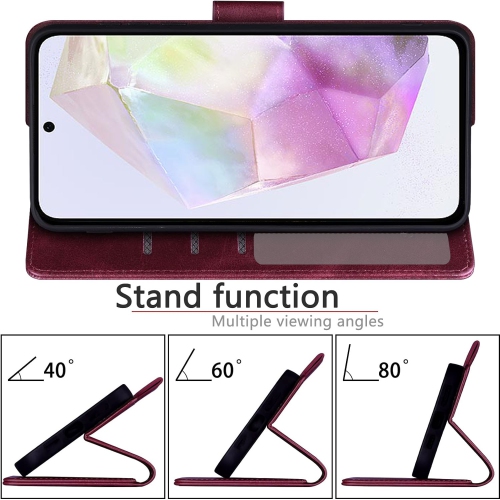 XCRS PU Leather Flip Pouch Wallet Case with Card Slot, Wristband Lanyard Multi-Angle View Stand for Samsung Galaxy A35 5G 6.6”