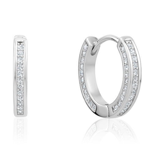 CLUB ROCHELIER  5A Cubic Zirconia Classic Huggie Earrings In Multicolor