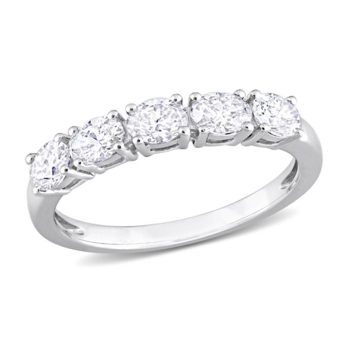 GEM AND HARMONY  1.00 Carat (Ctw G-H-I, I1-I2) Oval-Cut Diamond Semi-Eternity Wedding Band Ring In 14K Gold In White