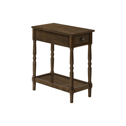 Monarch Specialties I 3957 - Accent Table, 2 Tier, End, Side Table, Nightstand, Bedroom, Narrow, Lamp, Storage Drawer, Brown Veneer, Traditional