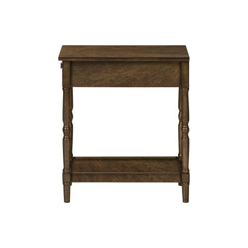 Monarch Specialties I 3957 - Accent Table, 2 Tier, End, Side Table, Nightstand, Bedroom, Narrow, Lamp, Storage Drawer, Brown Veneer, Traditional