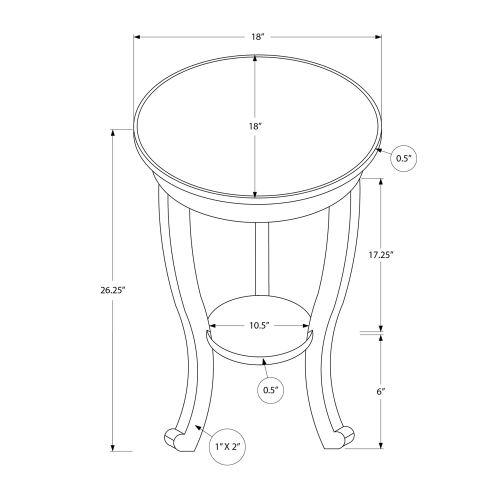 Monarch Specialties I 3974 - Accent Table, 2 Tier, Bedroom, End, Lamp, Nightstand, Round, Side Table, Brown Veneer, Traditional