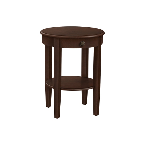 Monarch Specialties I 3975 - Accent Table, 2 Tier, Bedroom, End, Lamp, Nightstand, Round, Side Table, Brown Veneer, Traditional