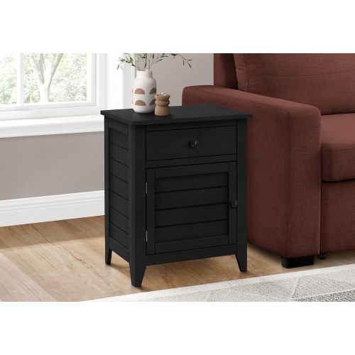 Monarch Specialties I 3951 - Accent Table, Nightstand, Storage Drawer, End, Side Table, Bedroom, Lamp, Storage, Black Veneer, Transitional
