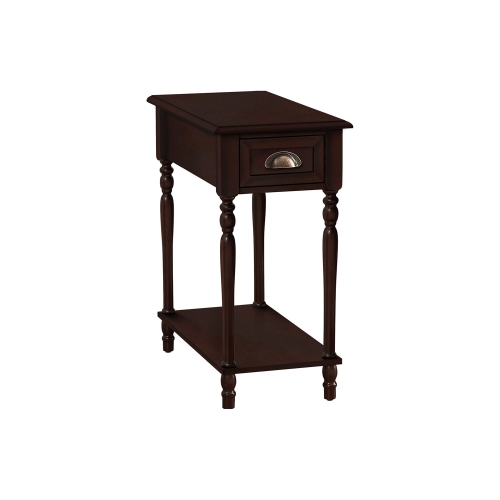 Monarch Specialties I 3969 - Accent Table, 2 Tier, Side Table, End, Narrow, Nightstand, Bedroom, Lamp, Storage Drawer, Brown Veneer, Traditional