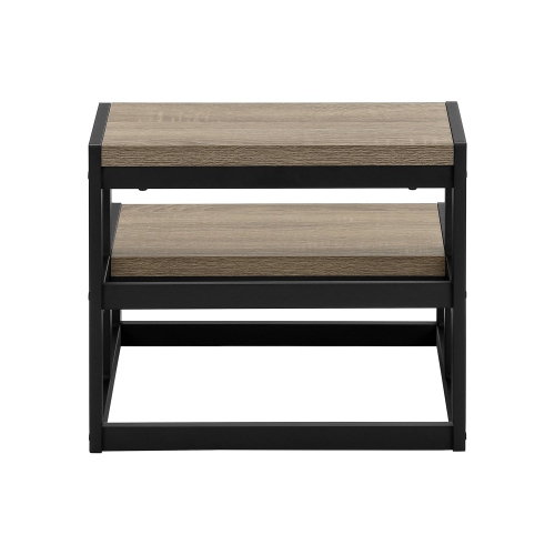 Monarch Specialties I 4000 - Ladder, Step Stool, Bedroom, Kitchen, Black Metal, Dark Taupe Laminate, Contemporary