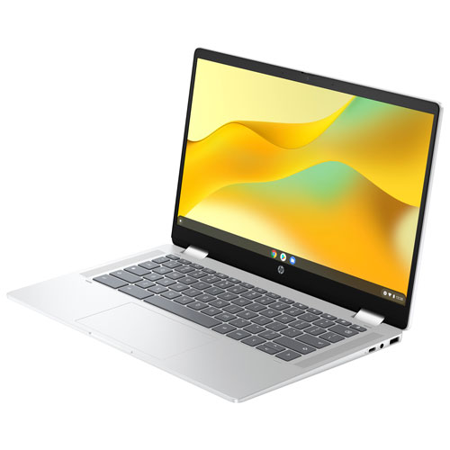 Chromebook de 14 po x360 de HP avec 3 mois de forfait Google AI Pro - Argent glacier (N100 série N d'Intel/128 Go/RAM 4 Go/ChromeOS)