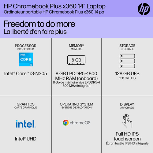 Chromebook Plus x360 14 po de HP avec Gemini Advanced pendant 1 an