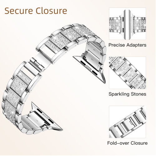 WFG Dressy S-Block Metal Band for Apple Watch - 42/44/45mm - Silver