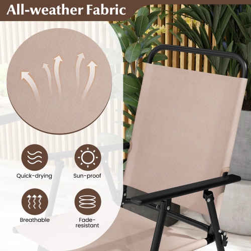 Gymax 3PCS Bistro Set Folding Chairs Round Bar Table w/ 1.6'' Umbrella Hole Yard Patio