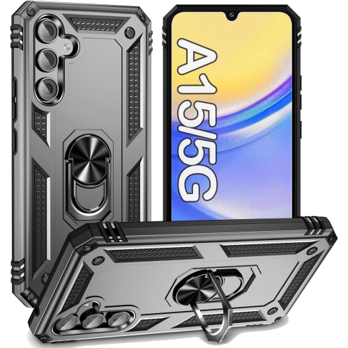 XCRS – Étui de protection Slim Armor à double couche, anneau magnétique intégré, béquille rotative à 360° pour Samsung Galaxy A15 5G 6,5 po