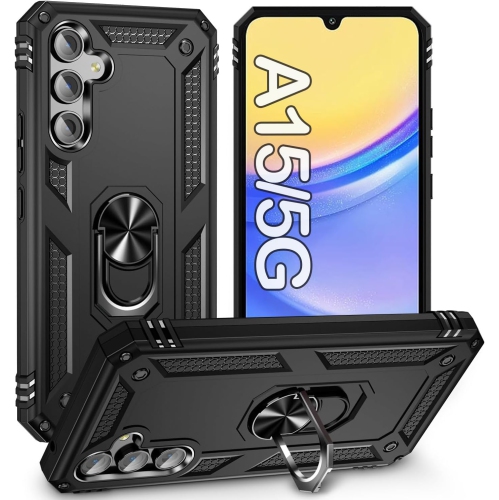 XCRS – Étui de protection Slim Armor à double couche, anneau magnétique intégré, béquille rotative à 360° pour Samsung Galaxy A15 5G 6,5 po