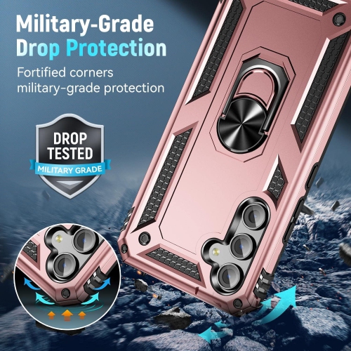 XCRS – Étui de protection Slim Armor à double couche, anneau magnétique intégré, béquille rotative à 360° pour Samsung Galaxy A15 5G 6,5 po