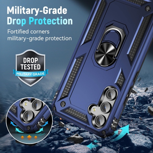 XCRS – Étui de protection Slim Armor à double couche, anneau magnétique intégré, béquille rotative à 360° pour Samsung Galaxy A15 5G 6,5 po