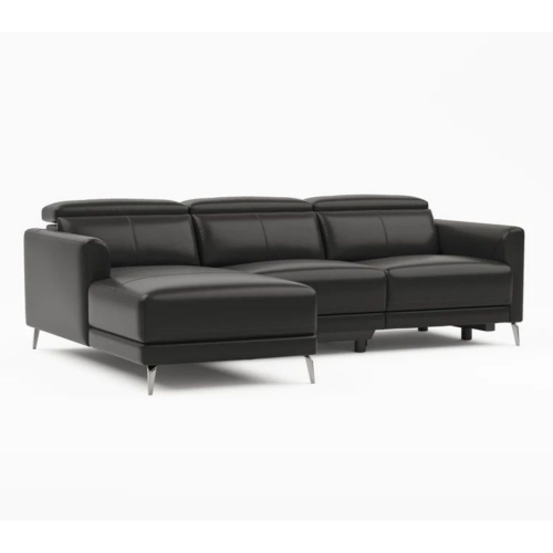 Valencia – sofa modulaire inclinable Andria, fauteuil gauche en cuir, noir