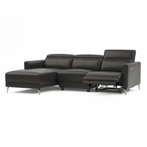 Valencia – sofa modulaire inclinable Andria, fauteuil gauche en cuir, noir